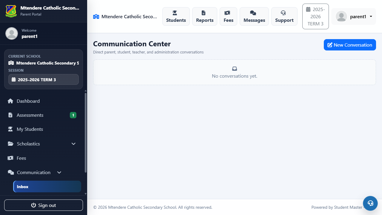 Studentmaster guardian portal communication centre